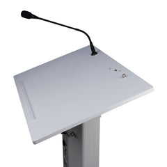 Audiophony SpeakUP Rednerpult, Podiumslautsprecher, inkl. Schwanenhalsmikrofon und kabellosem Handgerät
