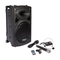 Tragbares, batteriebetriebenes Bluetooth-PA-System von Ibiza Sound mit kabellosen Mikrofonen