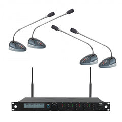 JTS CS-W4 Conference Wireless Gooseneck Microphone System 4 Way Desktop