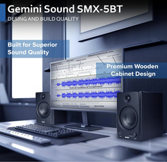 Gemini Sound SMX-5BT 5” Studio Monitor Speakers Pair Bluetooth