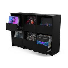 Glorious Vinyl Vault Black, Two-tiered Storage Unit for up to 160 Records