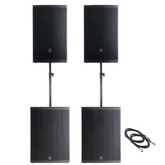 2x Audiophony Myos15A Active Loudspeaker 15″ - 1000W RMS and 2x Myos18ASUB 18" Subwoofer 1000W RMS inc Stands & Cables