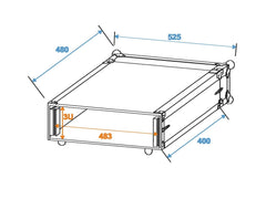 Roadinger Effect Rack Co Dd, 3U, 40 cm de profondeur, noir