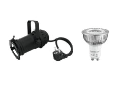 EUROLITE Set PAR-16 Spot noir + GU-10 230V COB 1x3W LED 2700K