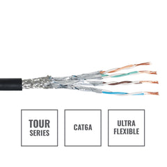 Câble de données eLumen8 TOUR S/FTP CAT6A, tambour de 100 m noir