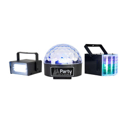 Party Light Sound 3er-Pack LED-Lichteffekte Derby Mirrorball Strobe DJ Disco Partybeleuchtung