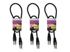 3x QTX Lighting DMX Cable Lead 0.75M Bundle