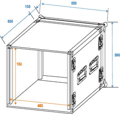 Roadinger Verstärker-Rack Pr-2St, 12 HE, 57 cm tief