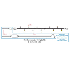 Guirlande lumineuse LED connectable en caoutchouc eLumen8 WW, 20 m