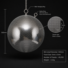 Thor Premium 5mm Facet Tile Mirrorball Silver Mirror Ball 20" 500mm