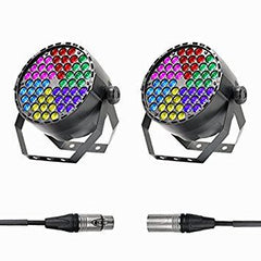 2x Equinox MidiPar Tri Plus LED Disco DJ Lighting & DMX Cable