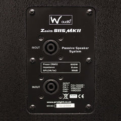 Zenith S 115 Subwoofer MKII 15" 2400W Bass Bin