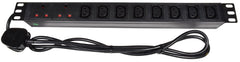 1U Rackmount 2 UK + 8 IEC Stromverteilereinheit + 1,8 m Kabel