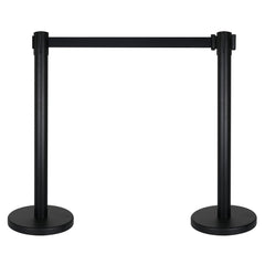 eLumen8 Retractable Barriers - Black Pole / Black Strap (Set of 2)