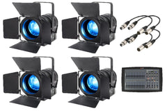 4x eLumen8 MP75 RGBW LED Fresnel Light Bundle inc. DMX Cables & Lighting Console