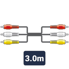 AV: Verbinden Sie 3 x Cinch-Stecker mit 3 x Cinch-Steckern, Kabel 3,0 m