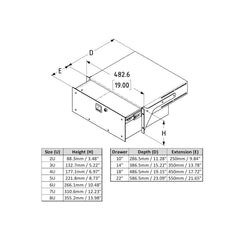 Tiroir rackable 4U de qualité tournée Penn Elcom (R2293-18-4UK)