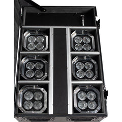 ADJ Mirage Q6 Pack Batterie Extérieure LED Uplighter Pack de 6 avec Flightcase de Charge