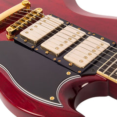 Vintage Vs6 3 Pick Up Guitar - Gold Hardware - Cherry Red