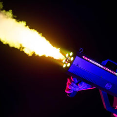 2x Mac Mah Fog Blaster 1500 RGB Handheld Portable 1500W Smoke Machine inc 5L Fluid