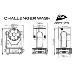 JB Systems Challenger Wash Moving Head 7x 40W Pixel Mapping Zoom