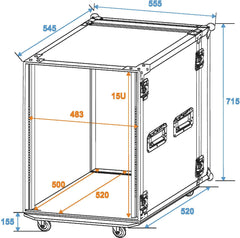 Roadinger Rack Profi 15U 45Cm Avec Roues