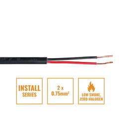 eLumen8 INSTALL LSZH 2 Core 2 x 0.75mm2 Speaker Cable SP2X0.75B, 500m Drum Black