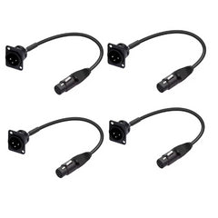 4x Roar XLR Male Chassis to Female XLR 1m patch panel rack