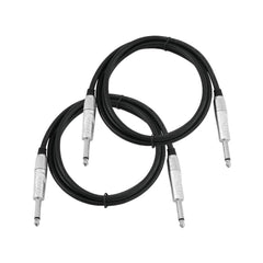 2x Omnitronic Mono Jack to Mono Jack 3M 1/4" 6.35mm Cable Lead