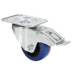 Adam Hall 372091 Lenkrolle 80 mm mit blauem Rad und Bremse