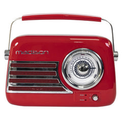 Madison FREESOUND-VR40R Red Portable Vintage Radio with Bluetooth, USB, AUX & FM