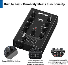 Gemini MM1 2 Channel Compact DJ Mixer