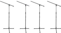 4x Rhino Mic Boom Stands (Schwarzes Metall)