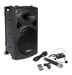 PORT12VHF-BT Ibiza Sound Système de sonorisation Bluetooth portable alimenté par batterie avec micros sans fil * Stock B