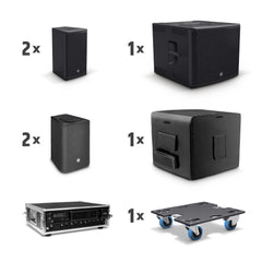 LD Systems Stinger G3 Lounge-Set, 2 x 8" passiver PA-Lautsprecher + 1 x 15" passiver Sub + Verstärker-Rack