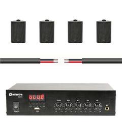 Adastra DM40 Mixer-Verstärker inkl. 4x Wandlautsprecher (weiß) und Kabel
