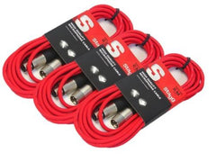 3x Stagg Microphone XLR Cables (6m Red)