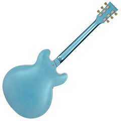 Vintage VSA500 ReIssued Left-Handed Semi-Acoustic Guitar – Limited Edition in Gun Hill Blue with Dual WOCHB Humbuckers