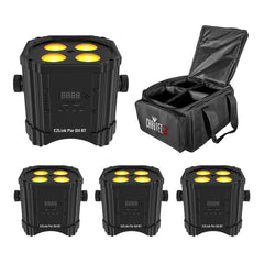 4x Chauvet DJ EZLINK PAR Q4BT Battery LED Uplighter inc case