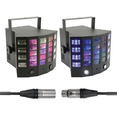 2x QTX Gobo Derby 4 in 1 Light Effect Unit Laser Strobe Derby UV DJ Disco Light