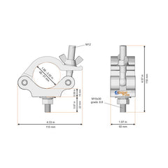 Global Truss Half Coupler Outdoor Black (823OUTDOOR-B) M10 Tubes 48-51mm WLL: 500kg