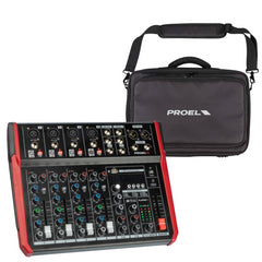Proel PLAYMIX8 8 IN Bluetooth USB FX DSP Compact Mixer inc Carry Bag
