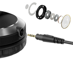 Pioneer HDJ-X7-S Pro DJ 50-mm-Kopfhörer mit drehbarem Ohr, Silber