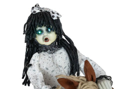 EUROPALMS Halloween Figure Girl on rocking Horse, animated, 72cm