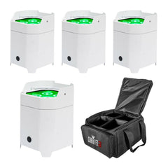 4x ADJ Element Hex IP Pearl White Housing LED Uplighter Battery Wireless Outdoor