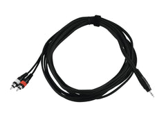 Omnitronic Adapterkabel, 3,5-mm-Klinke auf Phono-Cinch, 3 m, Schwarz