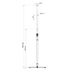 2x Hilec Stick-SW PA Speaker Lighting Stand 35mm Square Base White