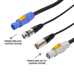 LEDJ 5 m Kombi-PowerCON- und XLR-3-Pin-Stecker-Buchse-DMX-Kabel