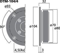 2x Monacor DTM-104/4 Tweeter Dome 4ohm