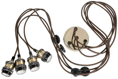 lyyt Quad E27 Pendant Cord Set Antique Brass